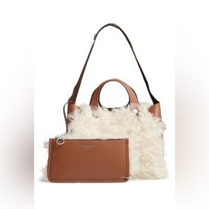 Tory Burch Rory Mini Shearling Tote.